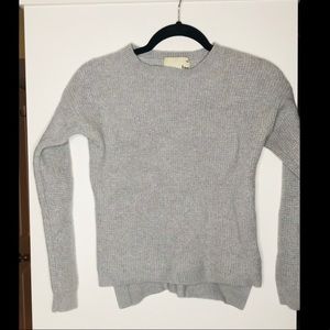 Wilfred Free 100% merino wool crewneck ribbed sweater in heather light grey